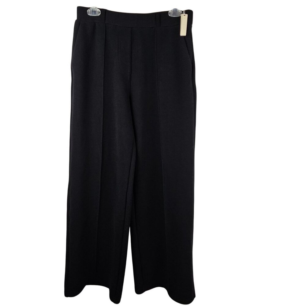 OGL Womens M Pant Black Straight Wide Leg Soft Minimalist Business Casual Office